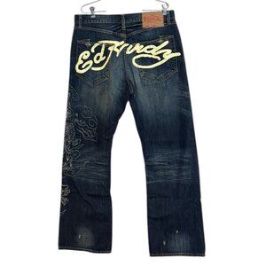 Ed Hardy by Christian Audigier Men's Dragon Embroidered Jean Blue Size 36 x 32 N